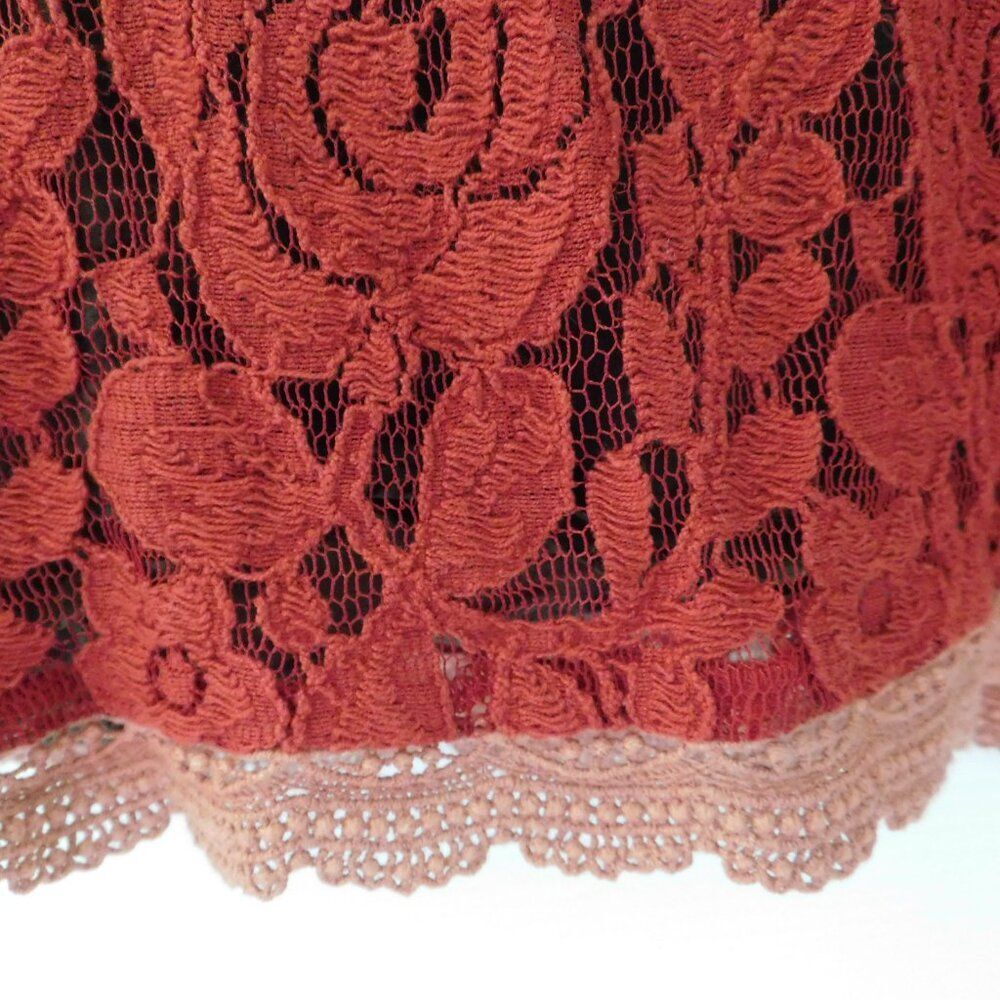 SUNDANCE Lace Overlay DRESS Size 6 Floral Silk Lined Short Sleeve Shift Dress - Picture 3 of 7